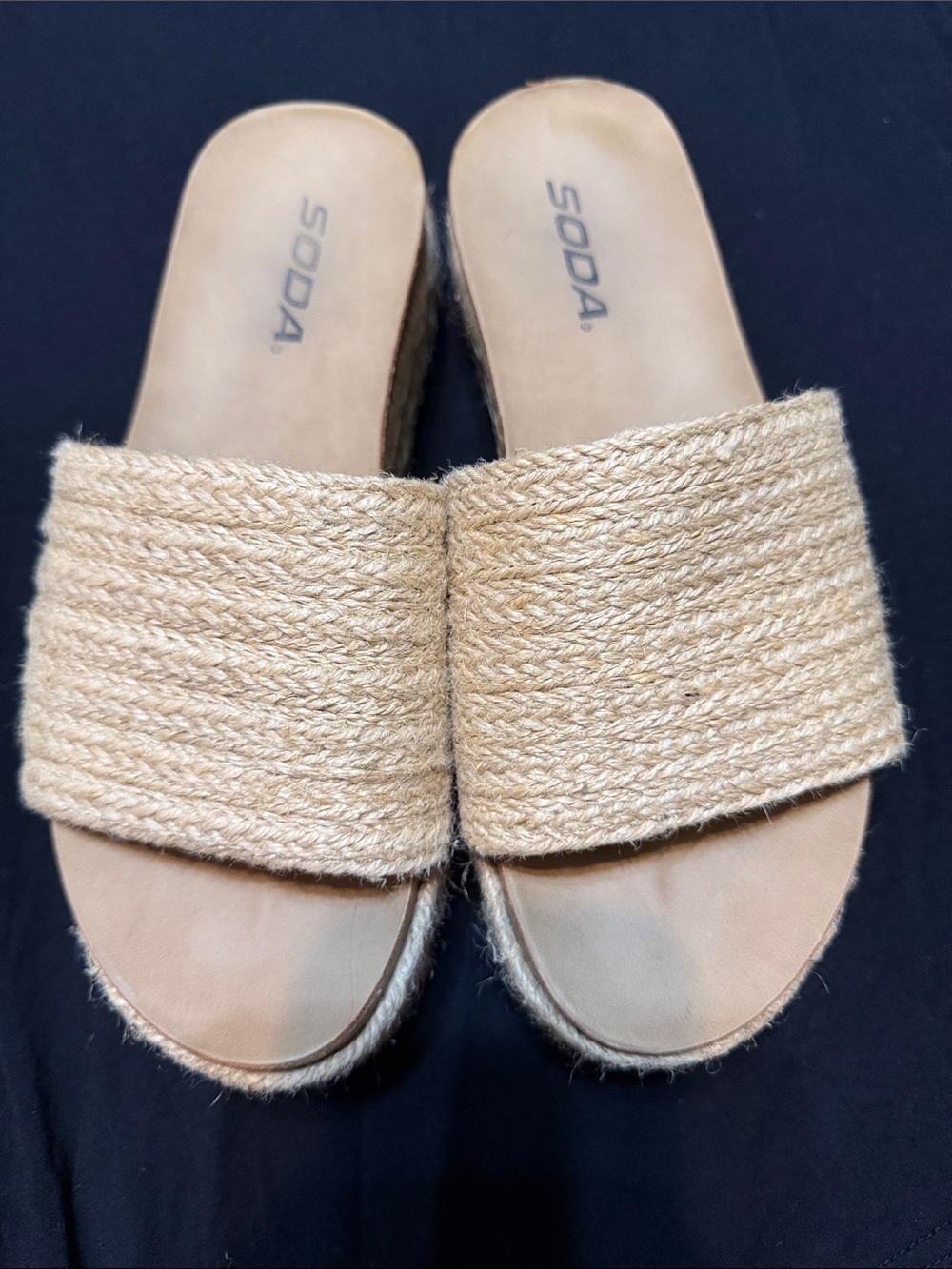 Soda Beige Woven Espadrille Slide Sandals - Picture 2 of 6